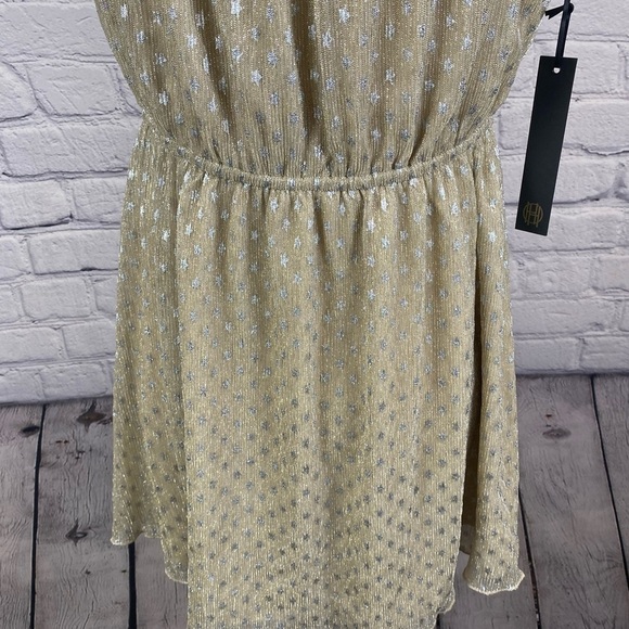 House of Harlow 1960 Revolve Star Gold Boho Babydoll Dress Y2K NWT - Picture 9 of 13